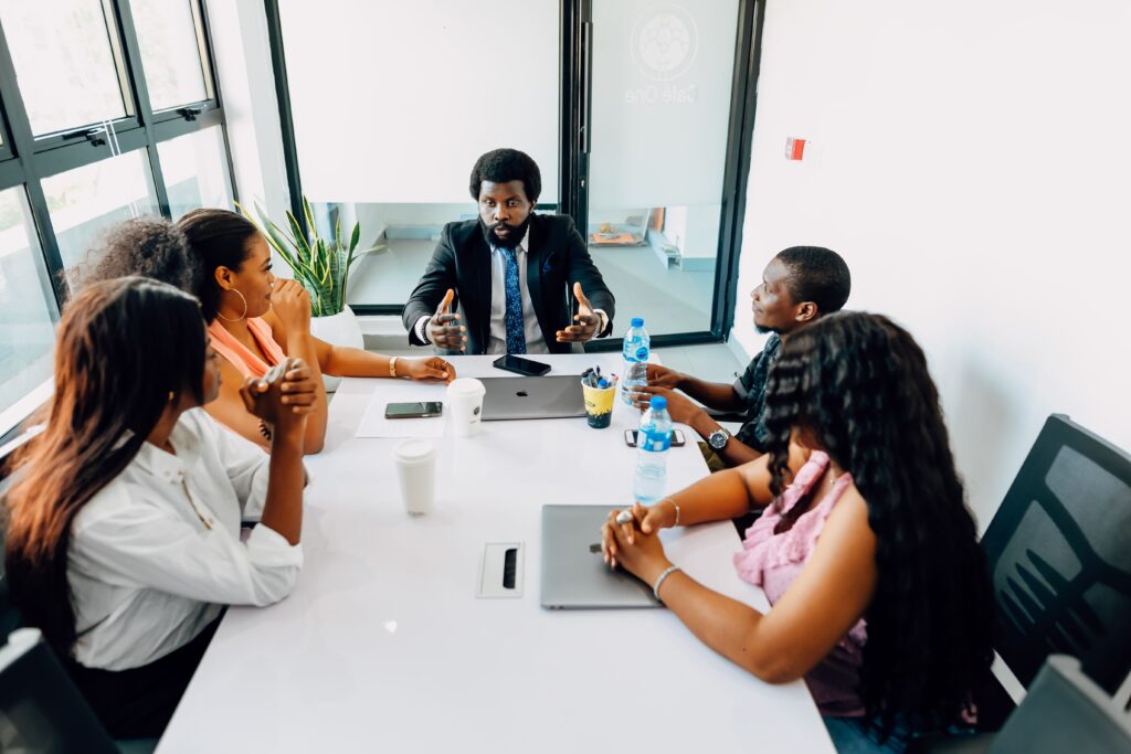 Founders sitting together in a meeting